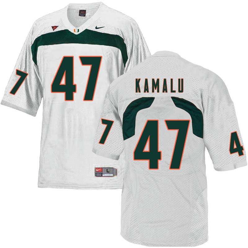 Nike Miami Hurricanes #47 Ufomba Kamalu College Football Jerseys Sale-White